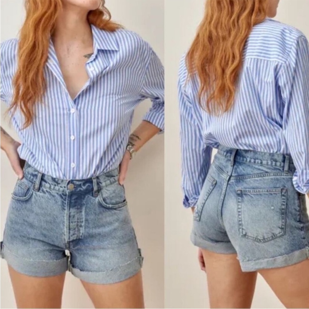 Reformation Charlie Cuffed High Rise Jean Shorts Size 24